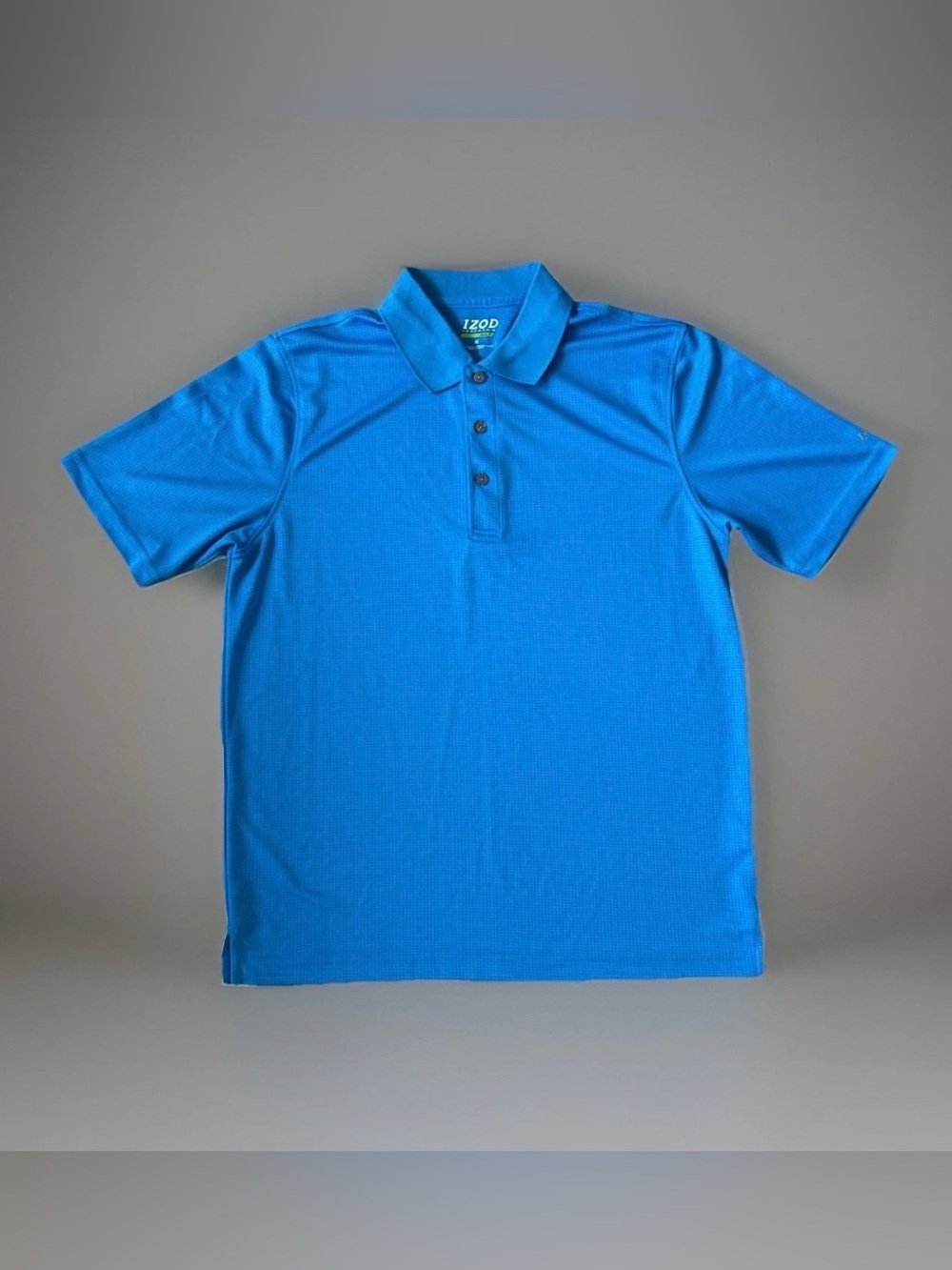 IZOD PerformX Men's Golf Polo Shirt Size Medium M Blue Micro Grid Short Sleeve